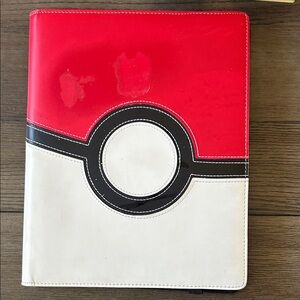 Red and White Pokéball Themed Notebook with holo cards